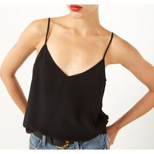 Equipment Layla Silk Scoop Neck Cami Top in Black Size Large